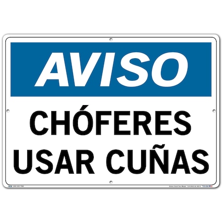 Vestil Aluminum Sign, 14-1/2" Height, 20-1/2" Width, Aluminum, Rectangle, Spanish SI-N-08-E-AL-063-S